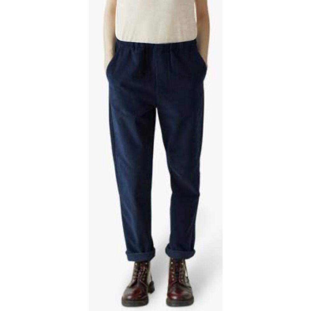 TOAST Gabi Navy Blue Corduroy Pull On Trousers 100% Cotton Size 18